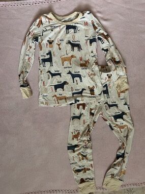 Caden Lane Cream Dog Alphabet Pajama Set 3T
